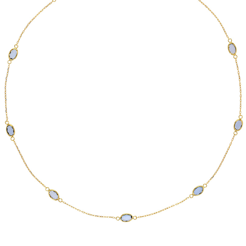 Collier ornés d’oxydes bleu clair, Or 750/1000
