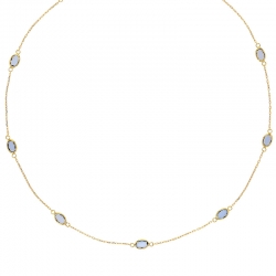 Collier ornés d’oxydes bleu clair, Or 750/1000