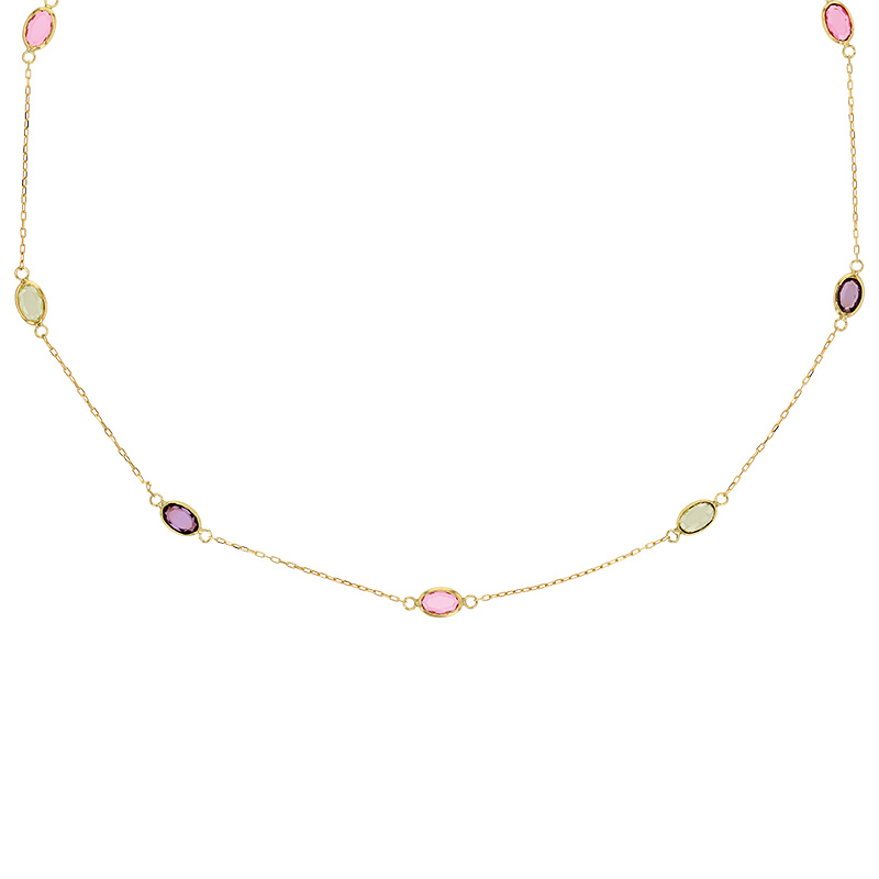 Collier ornés d’oxydes de couleurs, Or 750/1000