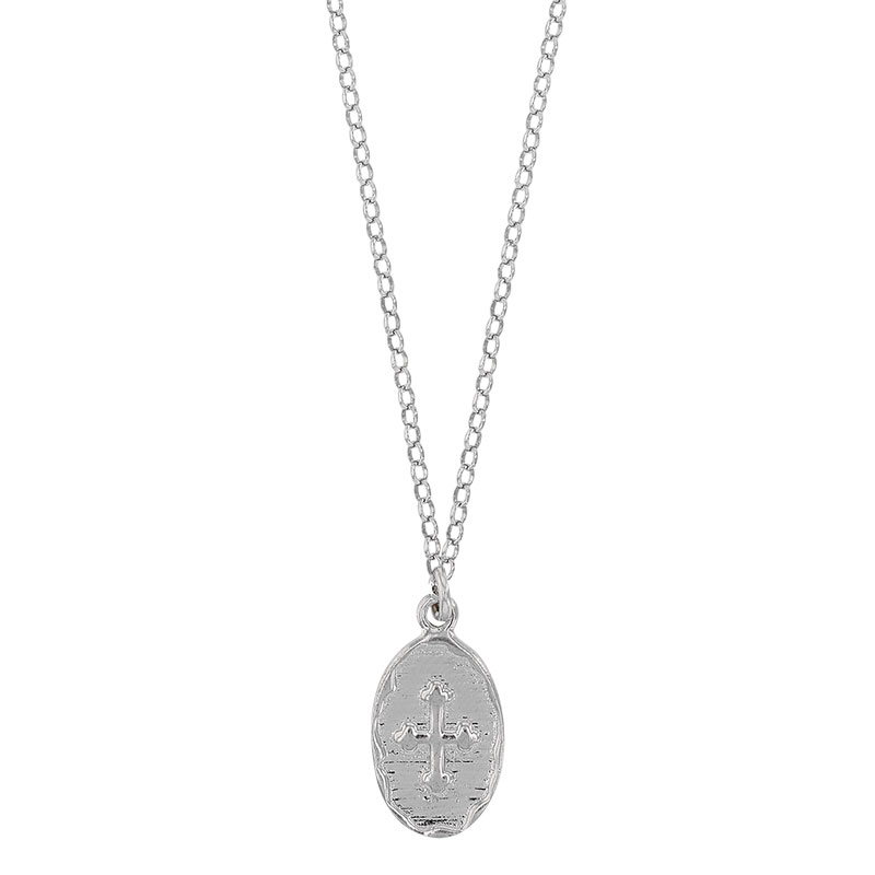 Collier ovale avec croix GYPSY MARIA en Argent 925/1000 rhodié