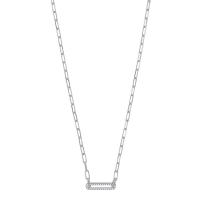 Collier ovale avec oxydes, chaîne maille rectangle arrondi argent 925/1000 platiné