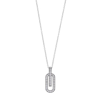 Collier ovale avec une barre pavés d'oxydes, argent 925/10000 rhodié