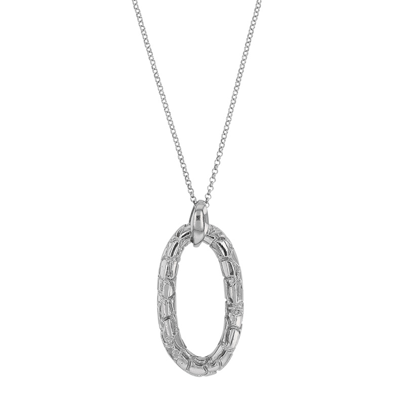 Collier ovale effet écailles de tortue, argent 925/1000 platiné