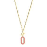 Collier ovale émail noir et cercle barre, argent 925/1000 doré