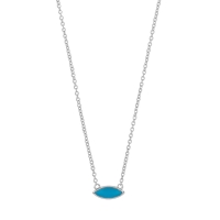 Collier ovale en résine bleu, argent 925/1000 rhodié