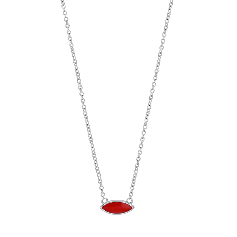 Collier ovale en résine bleu, argent 925/1000 rhodié