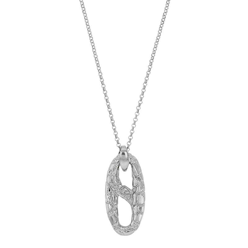 Collier ovale-infini effet écailles de tortue, argent 925/1000 platiné