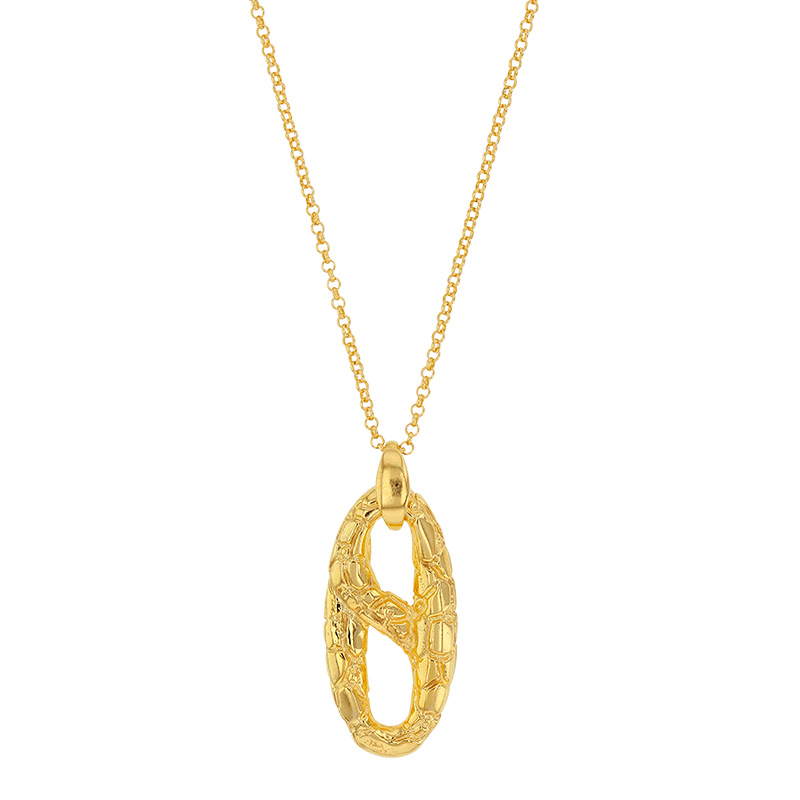 Collier ovale-infini effet écailles de tortue, argent 925/1000 platiné