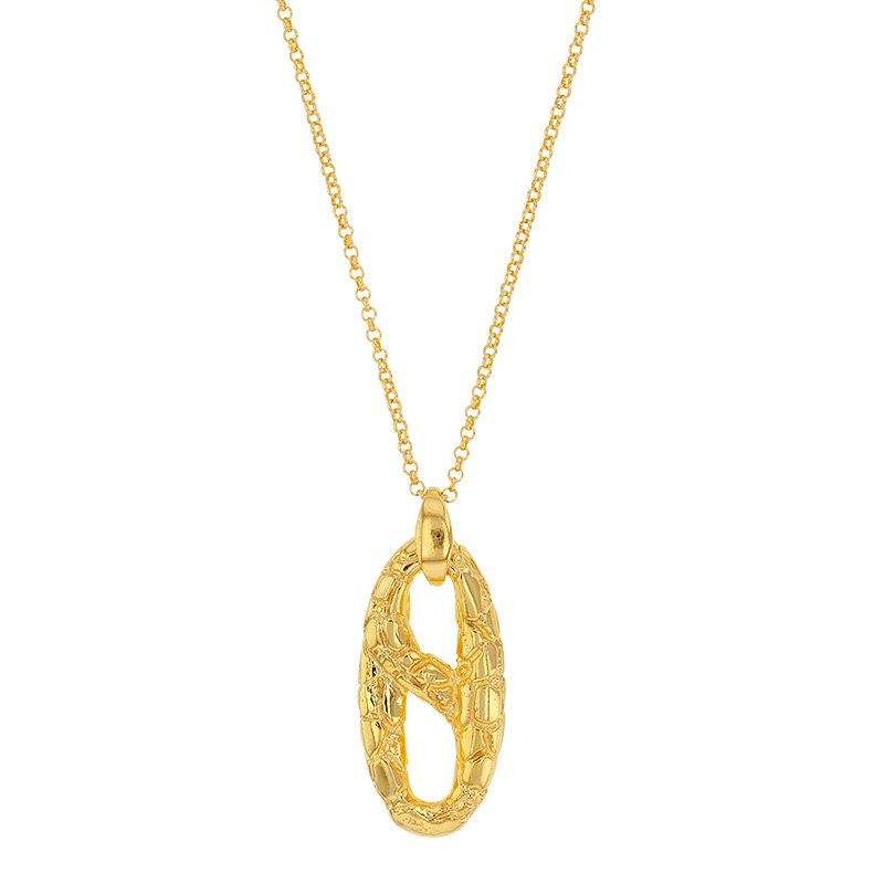 Collier ovale-infinie effet écailles de tortue, argent 925/1000 doré