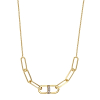 Collier ovale orné d'oxydes, argent 925/1000 doré