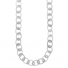 Collier ovales brossés et ciselés, argent 925/1000 platiné