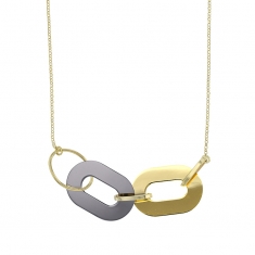 Collier ovales entrelacés en ruthénium et argent 925/1000 doré