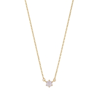 Collier oxyde de zirconium serti 6 griffes 4mm Or 750/1000