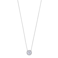 Collier oxyde rond mm entouré d'oxydes, argent 925/1000 platiné