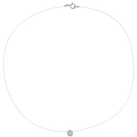 Collier oxyde serti clos 3mm, fil nylon, argent 925/1000 rhodié