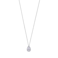 Collier oxyde taille poire, serti d'oxydes, argent 925/1000 rhodié