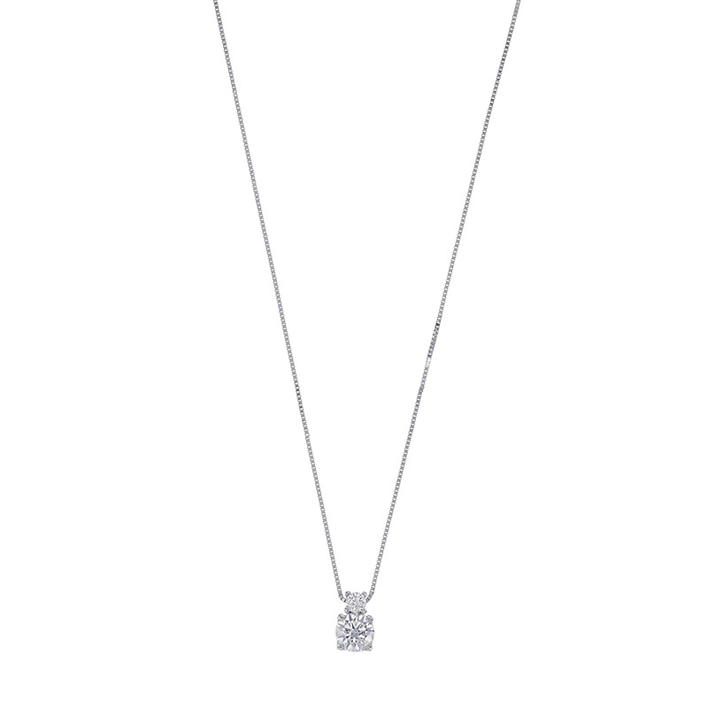 Collier 2 oxydes de zirconium sertis griffes 2,5-5mm en Or 375/1000