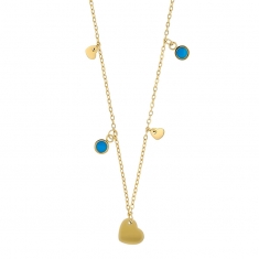 Collier pampilles coeurs acier et résine bleue