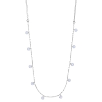 Collier pampilles cristal facetté, argent 925/1000 rhodié