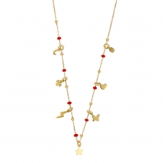 Collier pampilles et boules bleus en émail, argent 925/1000 platiné