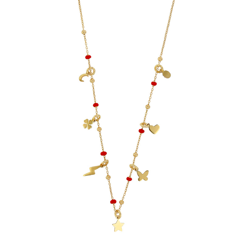 Collier pampilles et boules bleus en émail, argent 925/1000 platiné