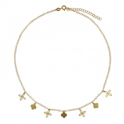 Collier pampilles fleurs en argent 925/1000 doré
