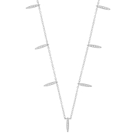 Collier pampilles lignes forme amande ornées d'oxydes, argent 925/1000 rhodié