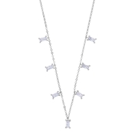 Collier pampilles oxydes taille baguette sertis griffes, argent 925/1000 rhodié