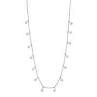 Collier pampilles perles de culture d'eau douce, argent 925/1000 rhodié