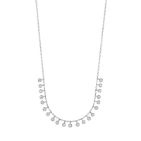 Collier pampilles petits oxydes ronds sertis clos, argent 925/1000 rhodié