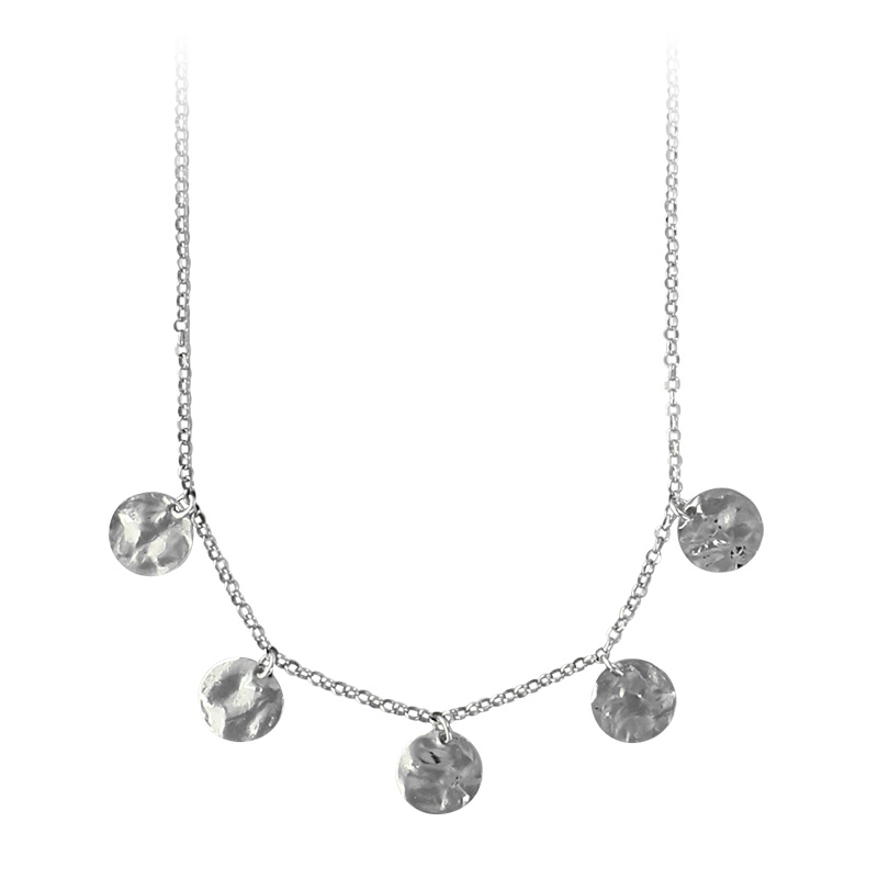 Collier pampilles rondes effet martelé argent 925/1000 rhodié