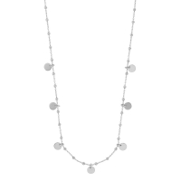 Collier pampilles rondes et chaîne boules, argent 925/1000 rhodié