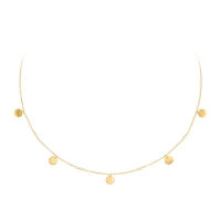 Collier pampilles rondes et perles en résine blanche, Plaqué or