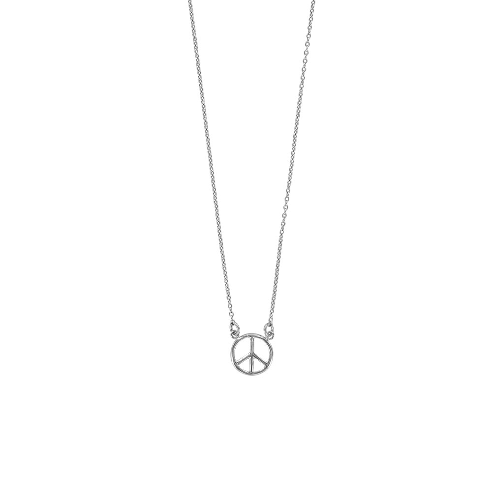 Collier 'peace and love' en argent rhodié 925/1000