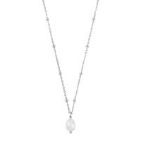 Collier perle de culture d'eau douce, argent 925/1000 rhodié