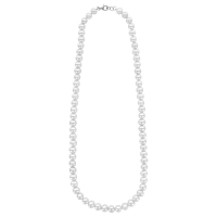 Collier perles d'eau douce rondes blanches de culture, fermoir en argent 925/1000 rhodié