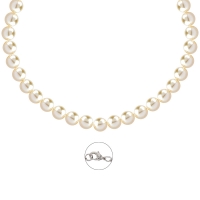 Collier Perles de Majorque blanches 7mm avec fermoir laiton rhodié