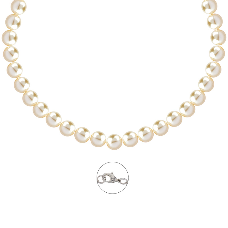 Collier Perles de Majorque blanches 7mm avec fermoir laiton rhodié