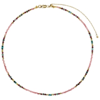Collier perles de verre Miyuki jaspe rhodonite grenat et oxyde, acier doré