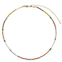 Collier perles de verre Miyuki oxyde, jaspe, grenat orange et acier doré