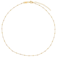 Collier petites boules blanches en émail, argent 925/1000 doré