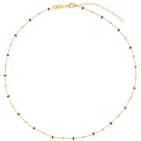 Collier petites boules blanches en émail, argent 925/1000 doré
