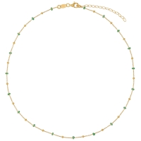 Collier petites boules blanches en émail, argent 925/1000 doré