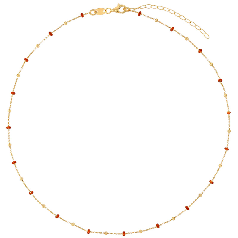 Collier petites boules blanches en émail, argent 925/1000 doré