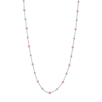 Collier petites boules émail noir, argent 925/1000 platiné