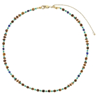 Collier petites perles de verre Miyuki, Oeil de tigre, lapis-lazuli, turquoise reconstituée, opale