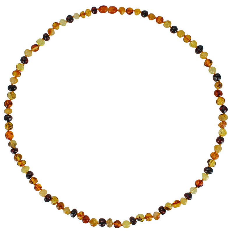 Collier pierres d'Ambre cerise, cognac, miel et citrine, fermoir à vis