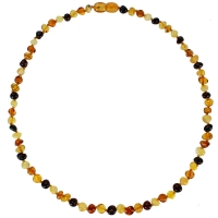 Collier pierres d'Ambre cerise, cognac, miel et citrine, fermoir à vis
