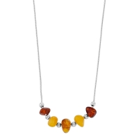 Collier pierres d'ambre cognac et argent 925/1000 rhodié