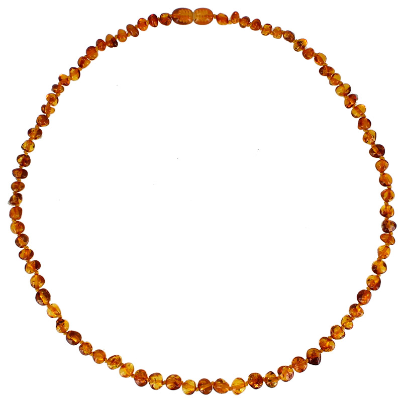 Collier pierres d'Ambre cognac, fermoir à vis